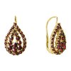Silver earrings with czech garnet, gold plated - drop                                               