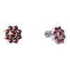 Silver earrings with czech garnet, rhodium plated - flower                                          