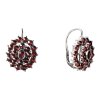 Silver earrings with czech garnet, rhodium plated - oval                                            