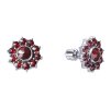 Silver earrings with czech garnet, rhodium plated - flower                                          