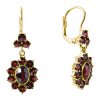 Silver earrings with czech garnet, gold plated - oval                                               