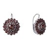 Silver earrings with czech garnet, rhodium plated - flower                                          