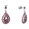 Silver earrings with czech garnet, rhodium plated - drop                                            