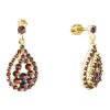 Silver earrings with czech garnet, gold plated - drop                                               