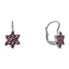 Silver earrings with czech garnet, rhodium plated - star                                            