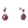 Silver earrings with czech garnet, rhodium plated - flower                                          