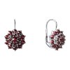 Silver earrings with czech garnet, rhodium plated - flower                                          