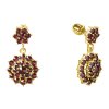 Silver earrings with czech garnet, gold plated - flower                                             