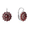 Silver earrings with czech garnet, rhodium plated - flower                                          