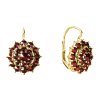 Silver earrings with czech garnet, gold plated - flower                                             