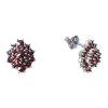 Silver earrings with czech garnet, rhodium plated - flower                                          