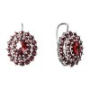 Silver earrings with czech garnet, rhodium plated - oval                                            