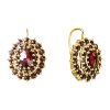 Silver earrings with czech garnet, gold plated - oval                                               