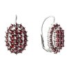 Silver earrings with czech garnet, rhodium plated - oval                                            