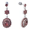 Silver earrings with czech garnet, rhodium plated - oval                                            