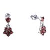 Silver earrings with czech garnet, rhodium plated - flower                                          