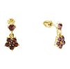 Silver earrings with czech garnet, gold plated - flower                                             