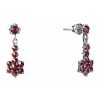Silver earrings with czech garnet, rhodium plated - flower                                          