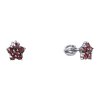 Silver earrings with czech garnet, rhodium plated - flower                                          