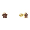 Silver earrings with czech garnet, gold plated - flower                                             