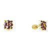 Silver earrings with czech garnet, gold plated - square                                             