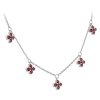 Silver necklace with czech garnet, rhodium plated - flower                                          