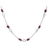 Silver necklace with czech garnet, rhodium plated - ring                                            