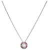 Silver necklace with czech garnet and pearl, rhodium plated - circle                                