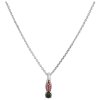 Silver necklace with czech garnet and moldavite, rhodium plated                                     