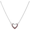 Silver necklace with czech garnet, rhodium plated - heart                                           