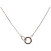 Silver necklace with czech garnet, rhodium plated - circle                                          