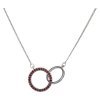 Silver necklace with czech garnet, rhodium plated - circle                                          