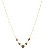 Silver necklace with czech garnet, gold plated - flower                                             