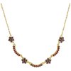 Silver necklace with czech garnet, gold plated - flower                                             