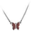 Silver necklace with czech garnet, rhodium plated, animal - butterfly                               