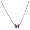 Silver necklace with czech garnet, rhodium plated, animal - butterfly                               
