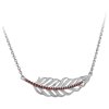 Silver necklace with czech garnet, rhodium plated - feather                                         