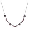 Silver necklace with czech garnet, rhodium plated - flower                                          