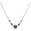 Silver necklace with czech garnet, rhodium plated - flower                                          