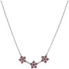 Silver necklace with czech garnet, rhodium plated - flower                                          