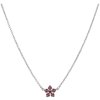 Silver necklace with czech garnet, rhodium plated - flower                                          