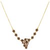Silver necklace with czech garnet, gold plated - flower                                             
