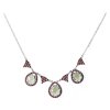 Silver necklace with czech garnet and moldavite, rhodium plated - drop                              