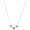 Silver necklace with czech garnet, rhodium plated - flower                                          
