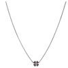 Silver necklace with czech garnet, rhodium plated - four-leaf clover                                