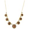 Silver necklace with czech garnet, gold plated - circle                                             