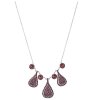 Silver necklace with czech garnet, rhodium plated - drop                                            