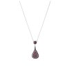 Silver necklace with czech garnet, rhodium plated - drop                                            
