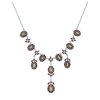 Silver necklace with czech garnet and moldavite, rhodium plated - oval                              
