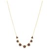 Silver necklace with czech garnet, gold plated - flower                                             